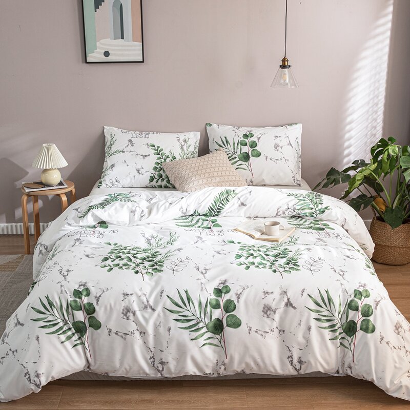 

Leaf Print Duvet Cover Set Without Filler, Multicolor