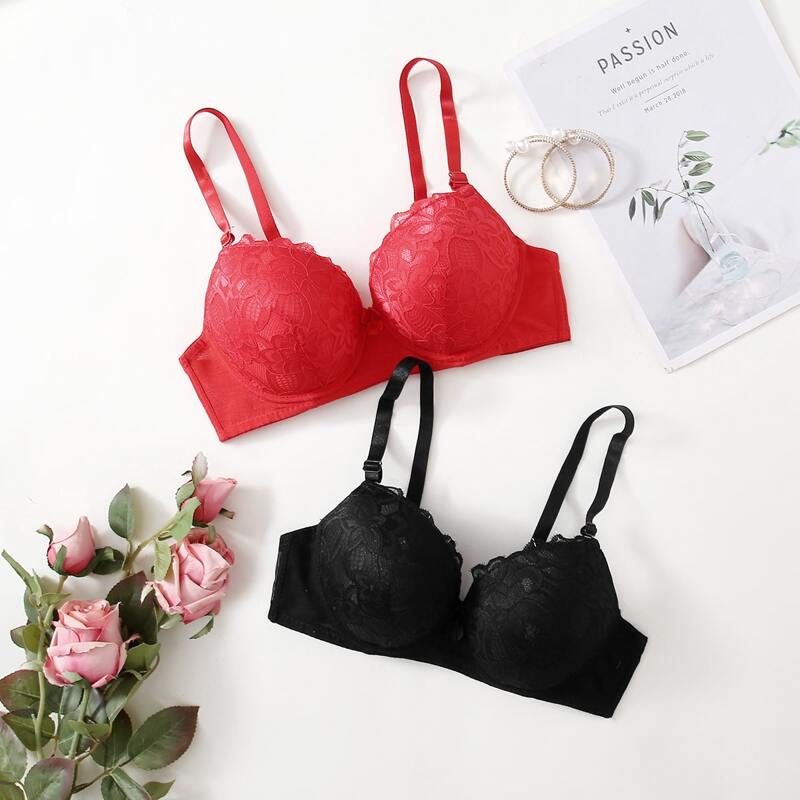 

2pack Lace Super Push Up Bra Set, Multicolor