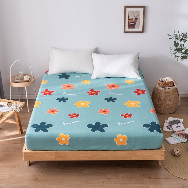 

Flower Print Fitted Sheet, Blue