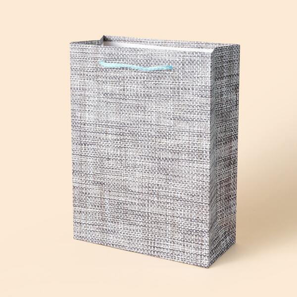 

1pc Textile Pattern Gift Bag, Grey