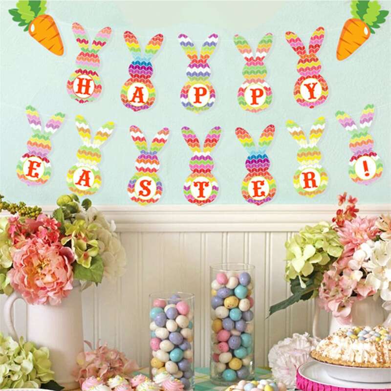 

1pc Easter Decorative Pull Flag, Multicolor