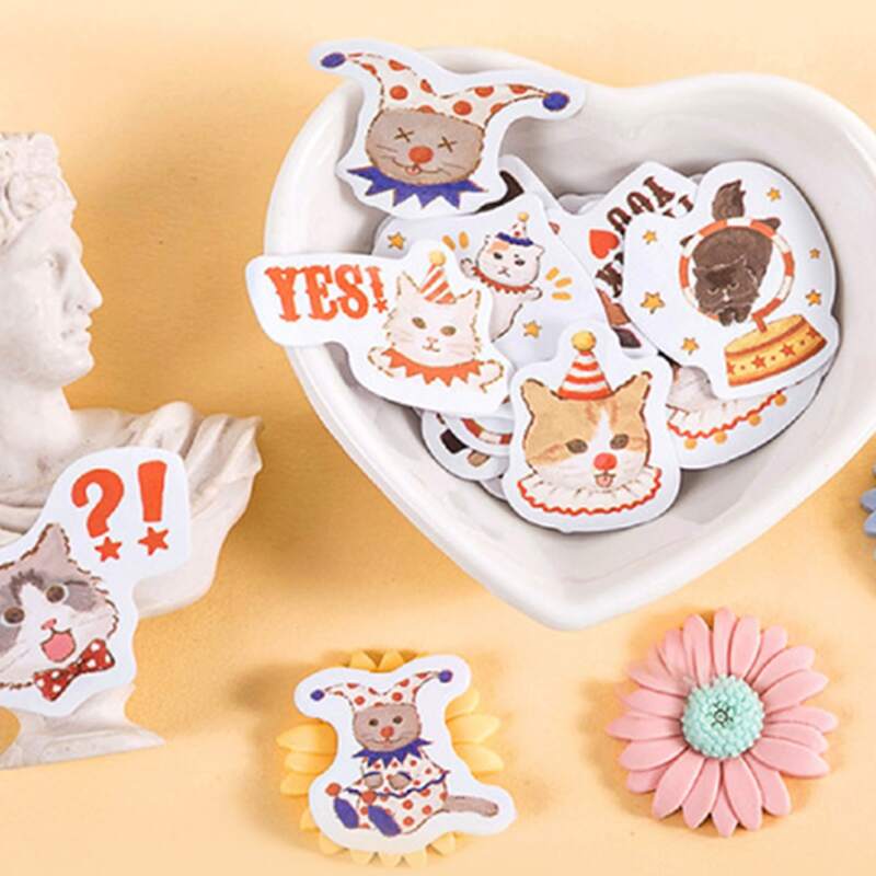 

45pcs Cartoon Cat Sticker, Multicolor