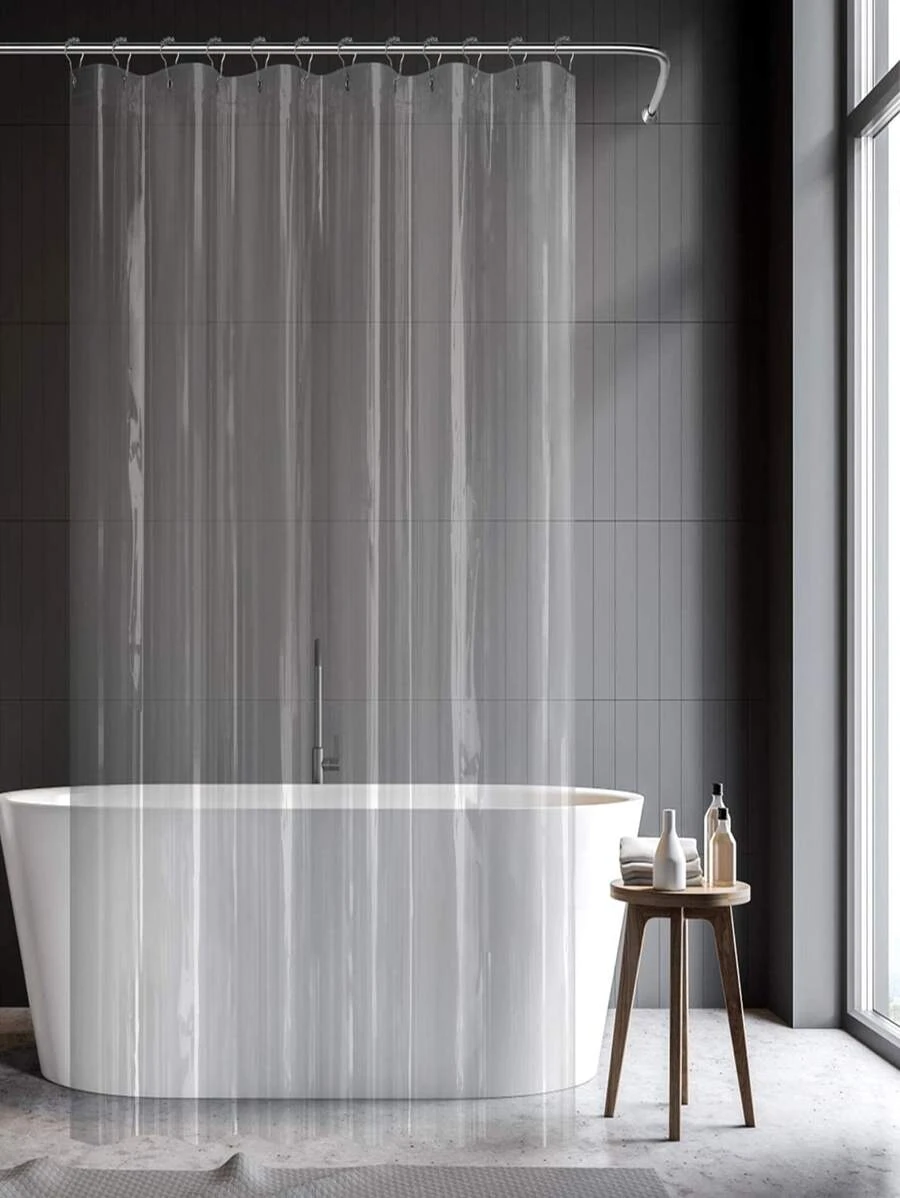 Clear Waterproof Shower Curtain With Hooks Home Bathroom Decor Fall Decor Bathroom Accessories Back To School - Clear - View 1