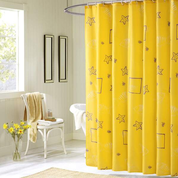 

Fish & Starfish Print Shower Curtain, Yellow