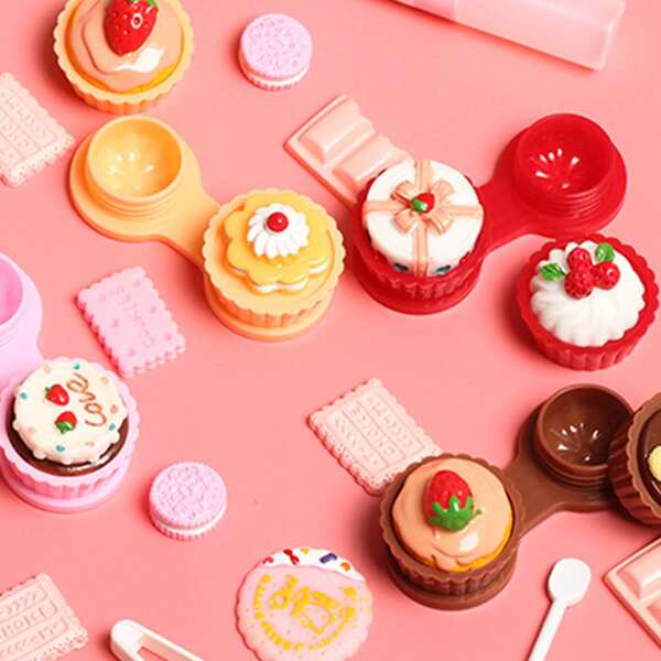 

1pc Cake Design Random Contact Lens Case, Multicolor