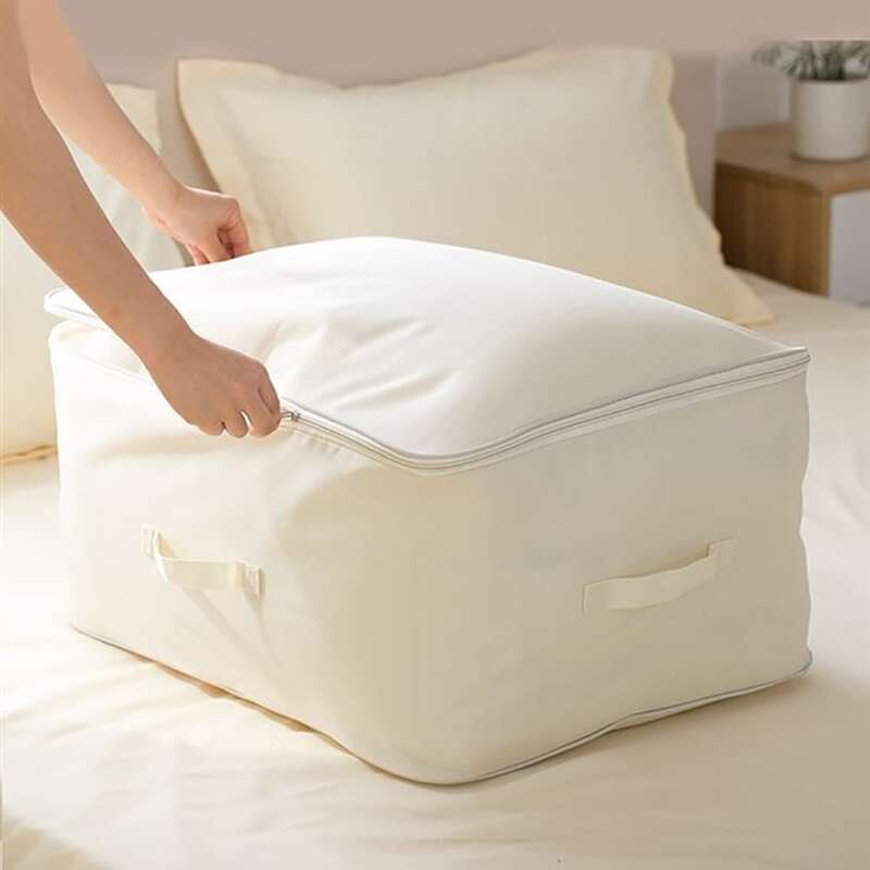 

1pc Plain Quilt Storage Bag, Beige
