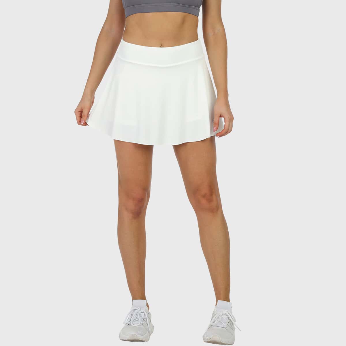 

Wide Waistband Sports Skort With Phone Pocket, White