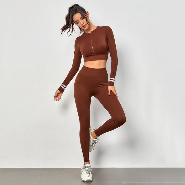 

Спортивный костюм с хорошей эластичностью, Кофейный коричневый