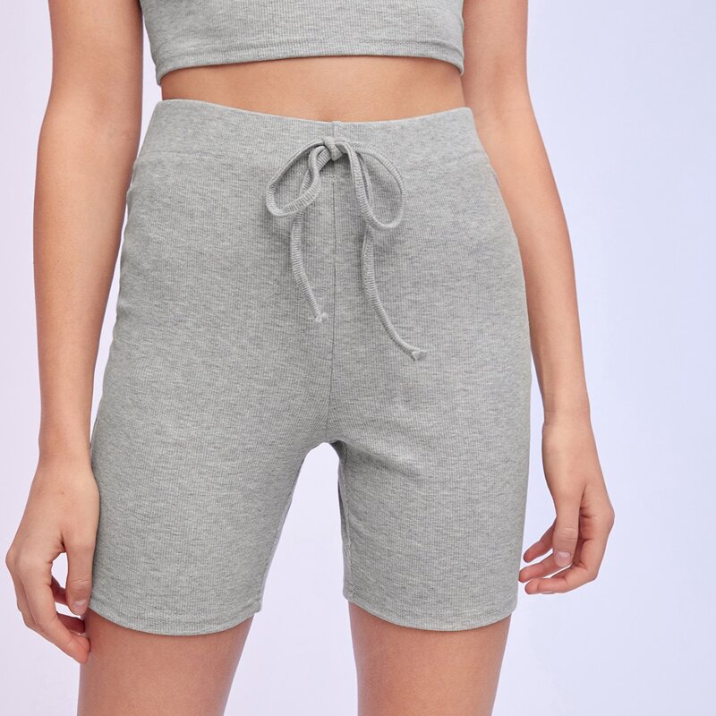 

Tie Front Biker Shorts, Light grey