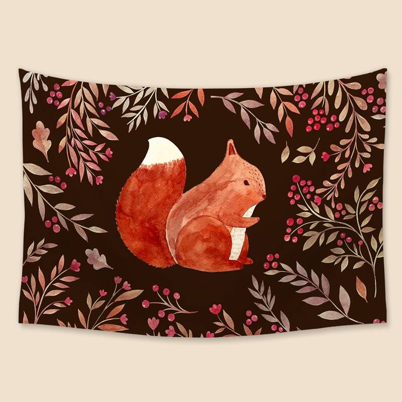 

Kids Cartoon Squirrel Print Tapestry, Multicolor