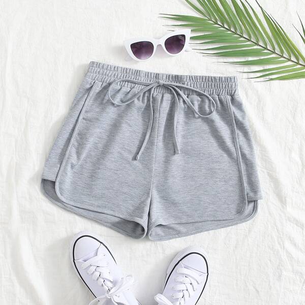 

Solid Knot Front Track Shorts, Grey