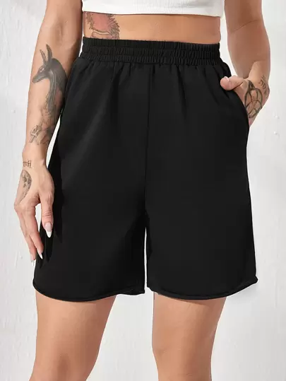 Карман Одноцветный Повседневный Шорты - Топ-100 товаров на SHEIN