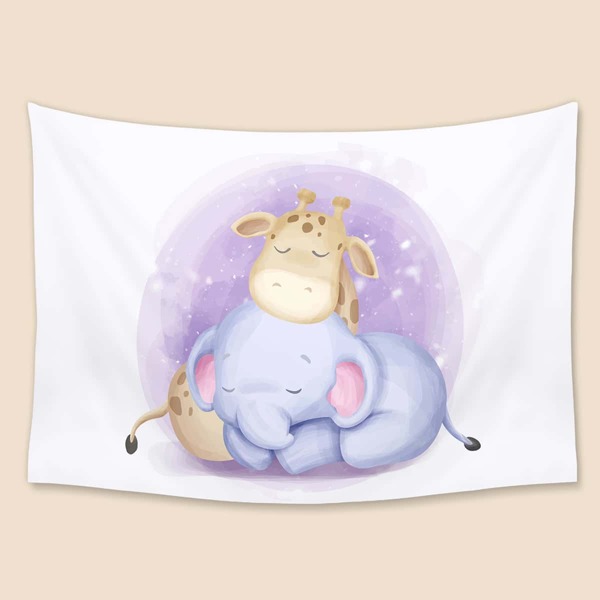 

Kids Cartoon Animal Print Tapestry, Multicolor