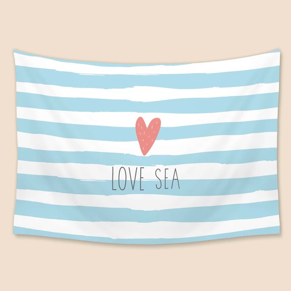 

Kids Heart Print Striped Tapestry, Multicolor