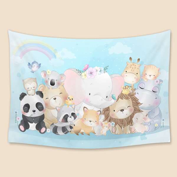 

Kids Cartoon Animal Print Tapestry, Multicolor