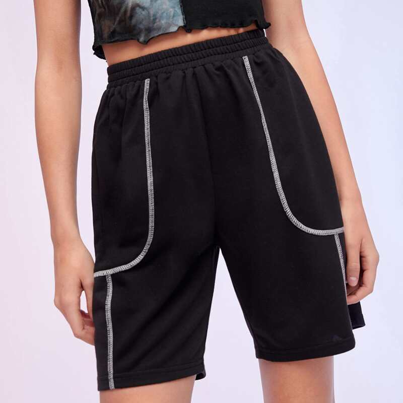 

Contrast Stitch Shorts, Black