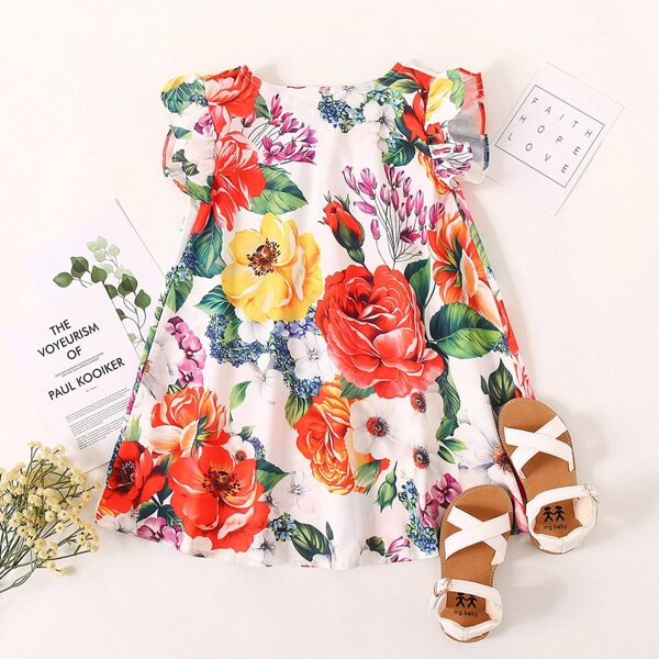 

Toddler Girls Floral Print Button Front Dress, Multicolor