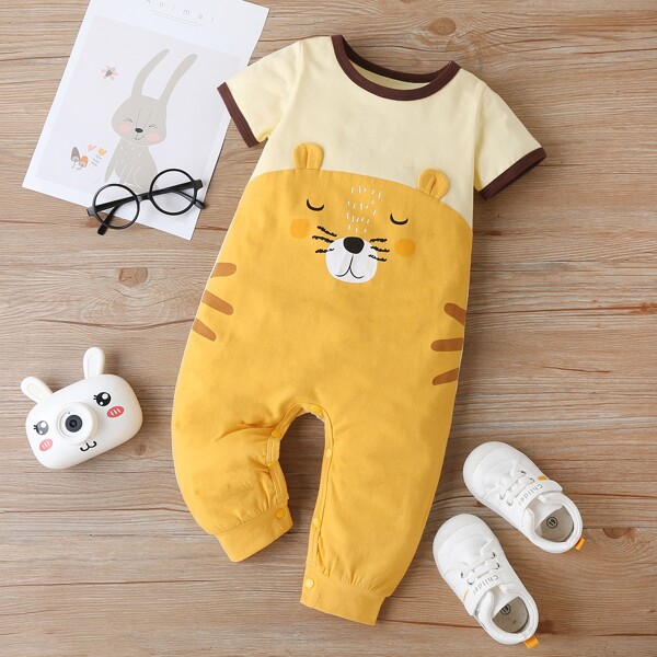 

Baby Boy 3D Ears Cartoon Graphic Jumpsuit, Yellow