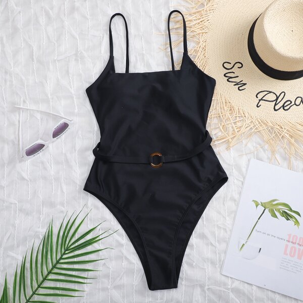 

Ring Detail One Piece Swimsuit, Black