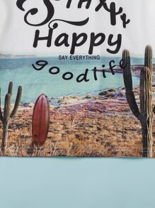 SHEIN Boys Slogan Mixed Print Top & Shorts Set - Multicolor - View 3