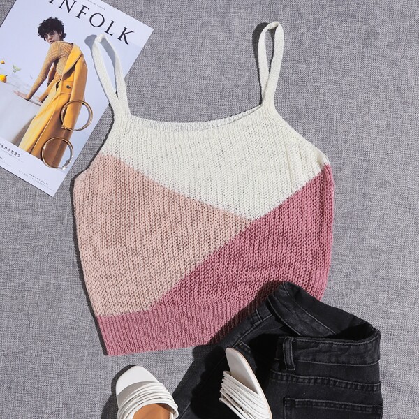 

Color Block Knit Cami Top, Multicolor