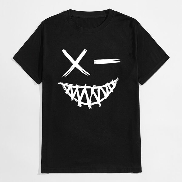 

Men Cartoon Graphic Tee, Black