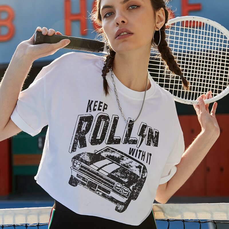 

Car & Letter Graphic Tee, White