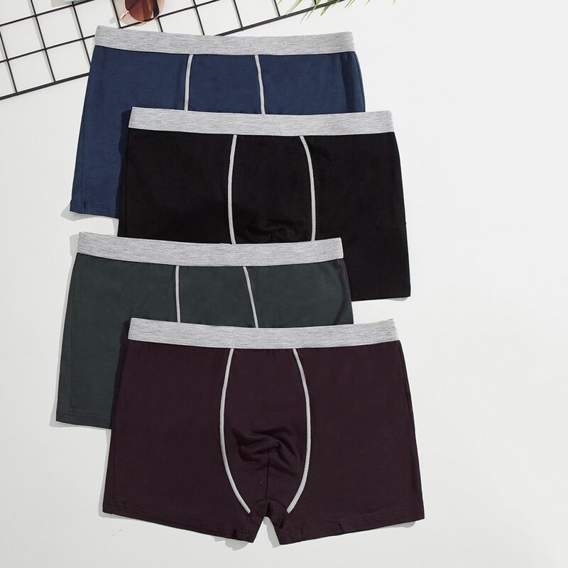 

Guys 4pcs Color-block Boxer Brief, Multicolor