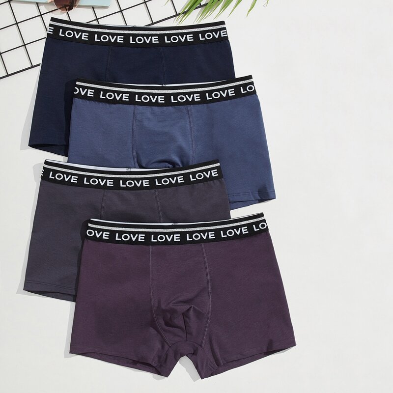 

Guys 4pcs Letter Tape Boxer Brief, Multicolor