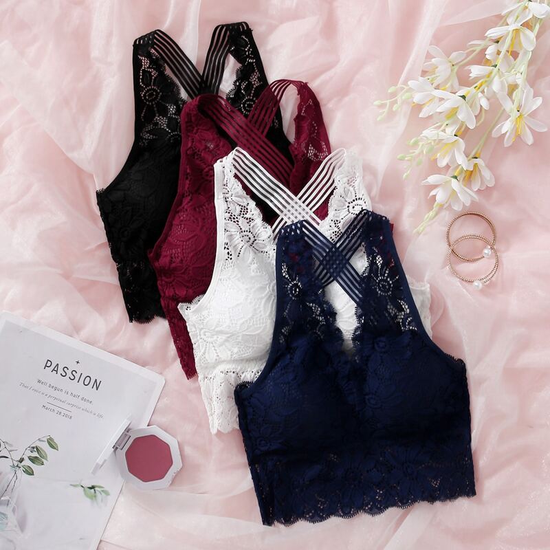 

4pack Floral Lace Bra Set, Multicolor