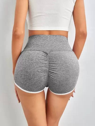 SHEIN EZwear 寬腰帶拼接滾邊雜色針織短褲