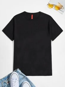 Manfinity EZcore Men Contrast Tape Short Sleeve Knit Top - Black - View 1