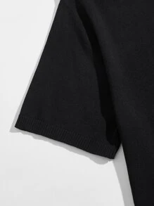 Manfinity EZcore Men Contrast Tape Short Sleeve Knit Top - Black - View 4