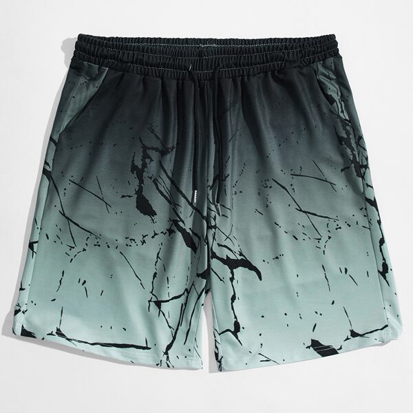 

Men Ombre Drawstring Waist Shorts, Multicolor