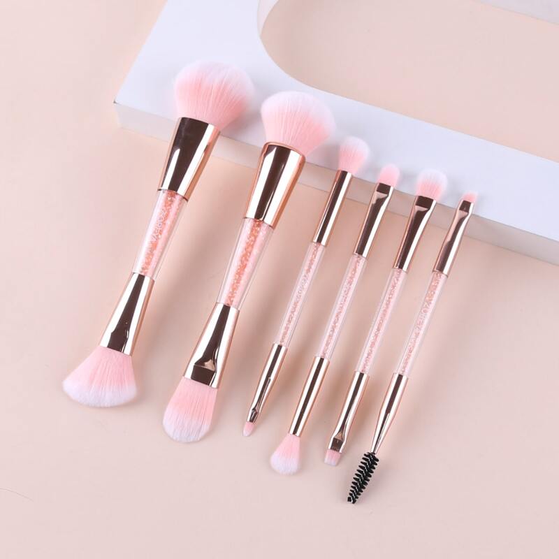 

6pcs Makeup Brush Set & 1pc Storage Bag, Pink