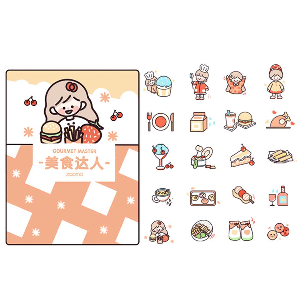 

40pcs Cartoon Figure & Food Sticker, Multicolor