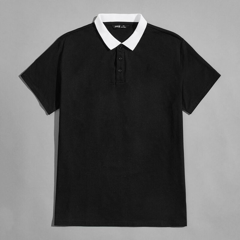 

Guys Contrast Polo Shirt, Black
