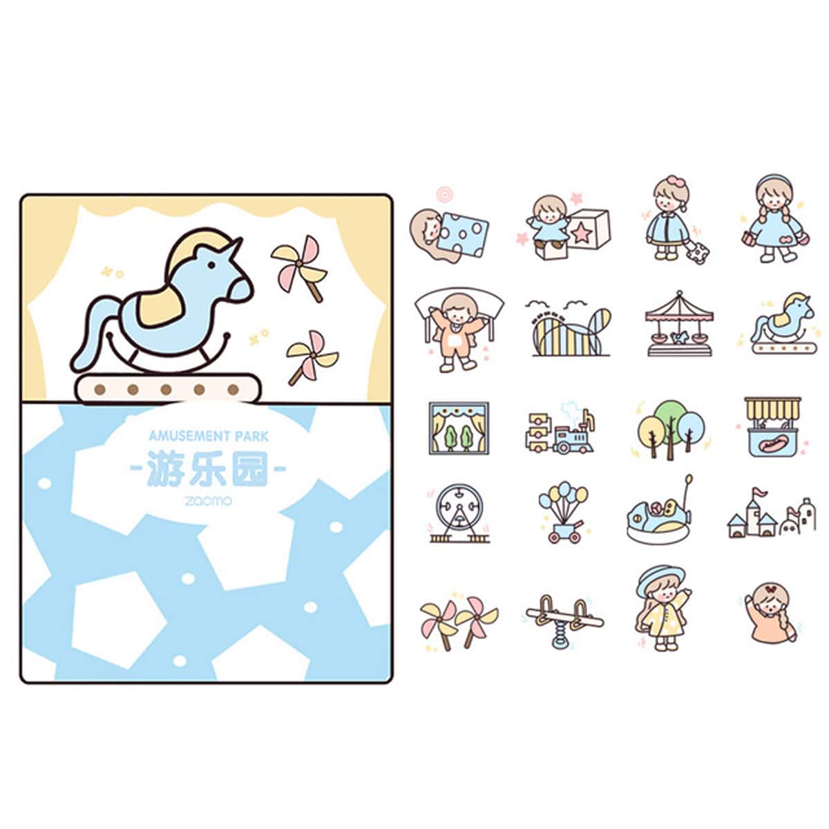 

40pcs Cartoon Figure & Playground Sticker, Multicolor