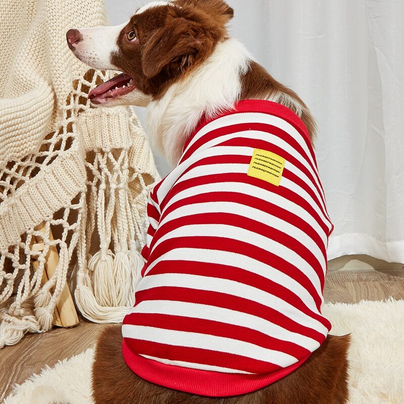 

Striped Pet Coat, Red and white