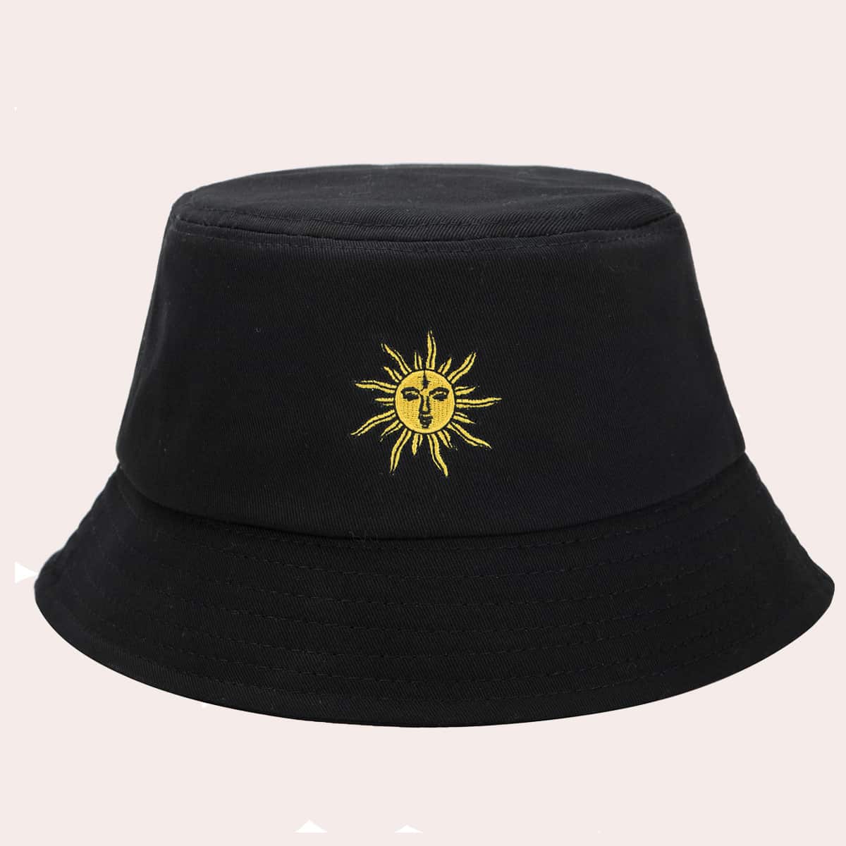 

Guys Sun Embroidery Bucket Hat, Black