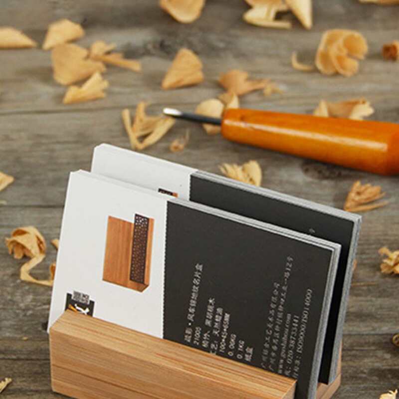 

1pc Wooden Business Card Holder, Multicolor
