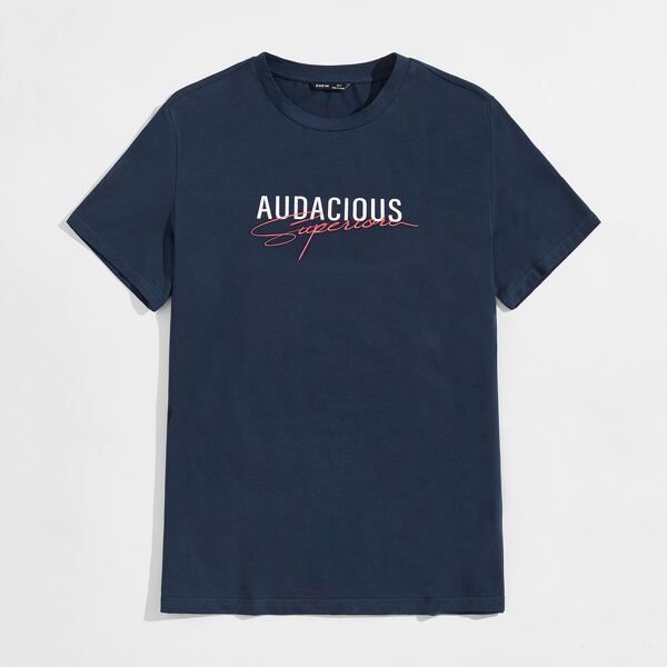 

Men Letter Graphic Tee, Navy blue