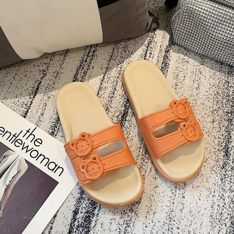 

Colorblock Ring Buckle Strap Slides, Orange
