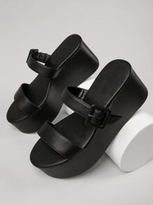 Giày nêm & Giày phẳng màu trơn Đúng mốt - màu đen - Xem 2