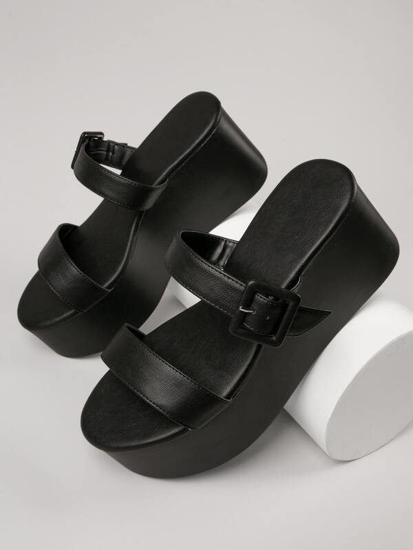 black platform sandals shein