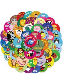 50 cái Cartoon Graphic ngẫu nhiên Sticker - Nhiều màu - Xem 5