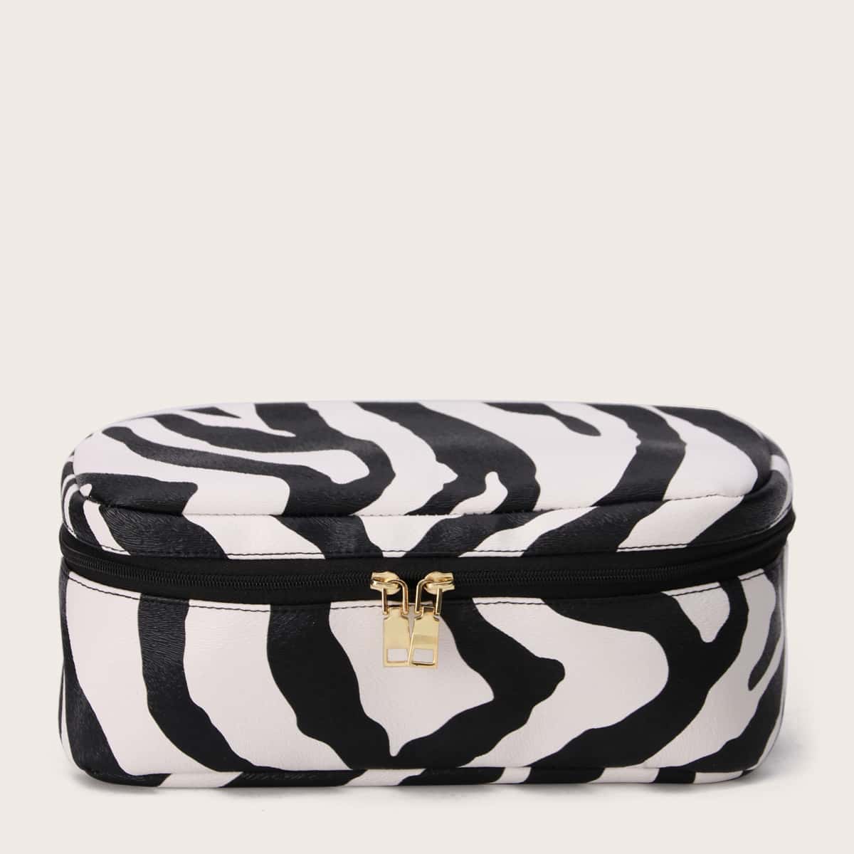 

2pcs Zebra Striped Makeup Bag, Multicolor