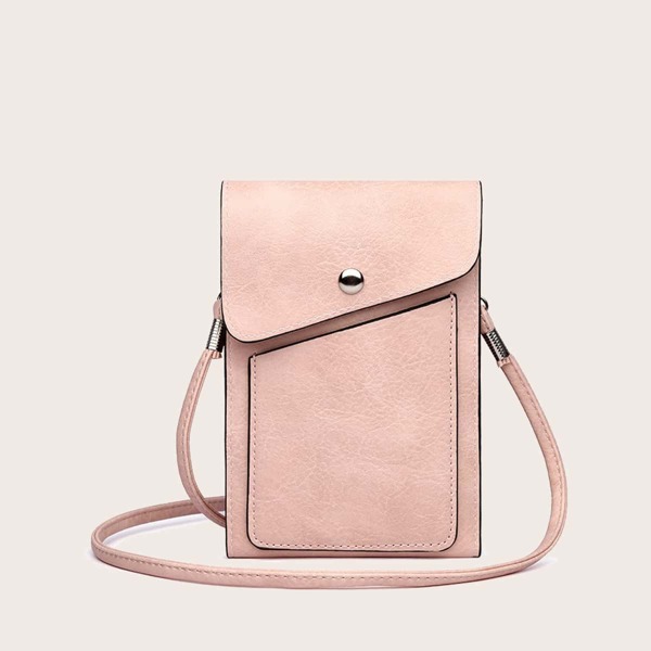 

Snap Button Flap Phone Bag, Pink
