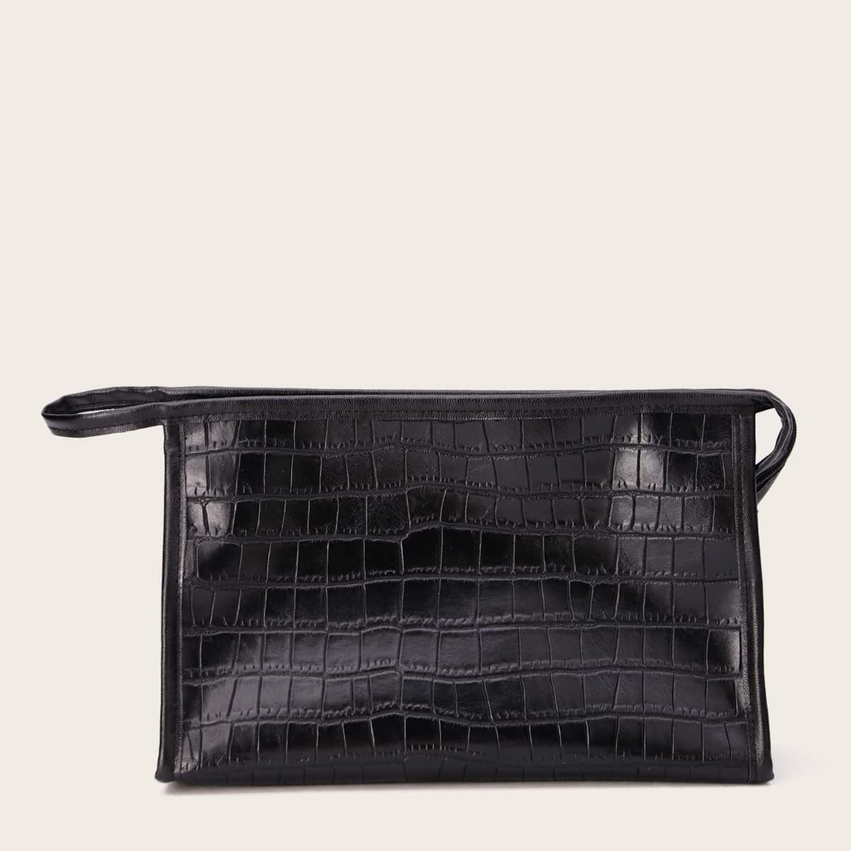 

Crocodile Pattern Makeup Bag, Black