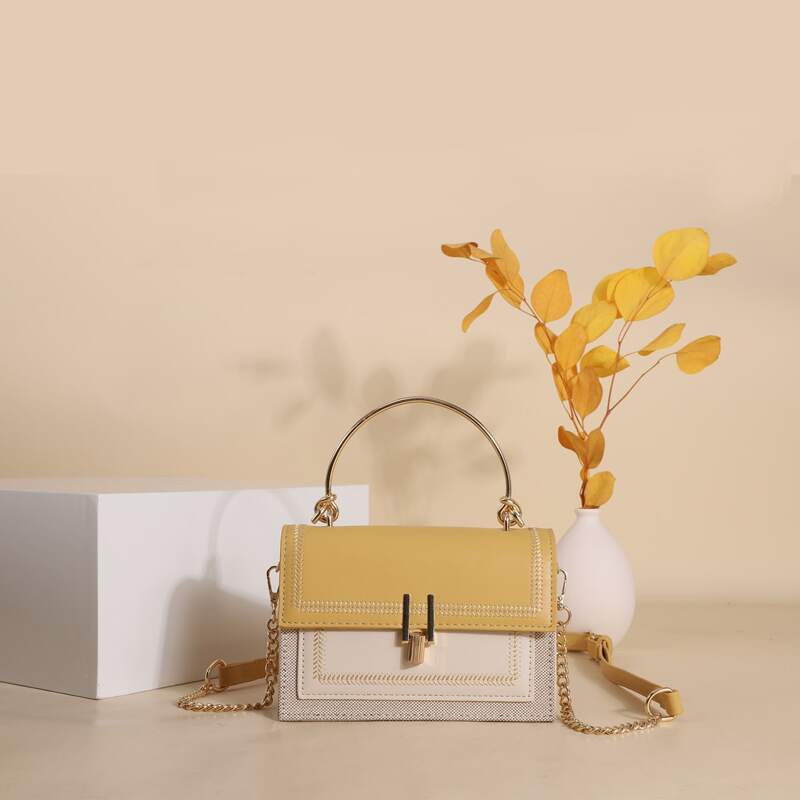 

Color Block Flap Satchel Bag, Multicolor